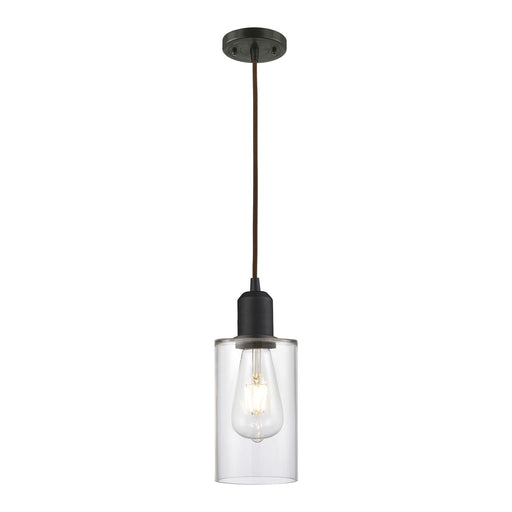 Innovations Clymer 4in 1-Light Mini Pendant | Industrial Oil Rubbed Bronze Steel and Clear Glass | Kitchen Island | Model 900-1P-OB-G802