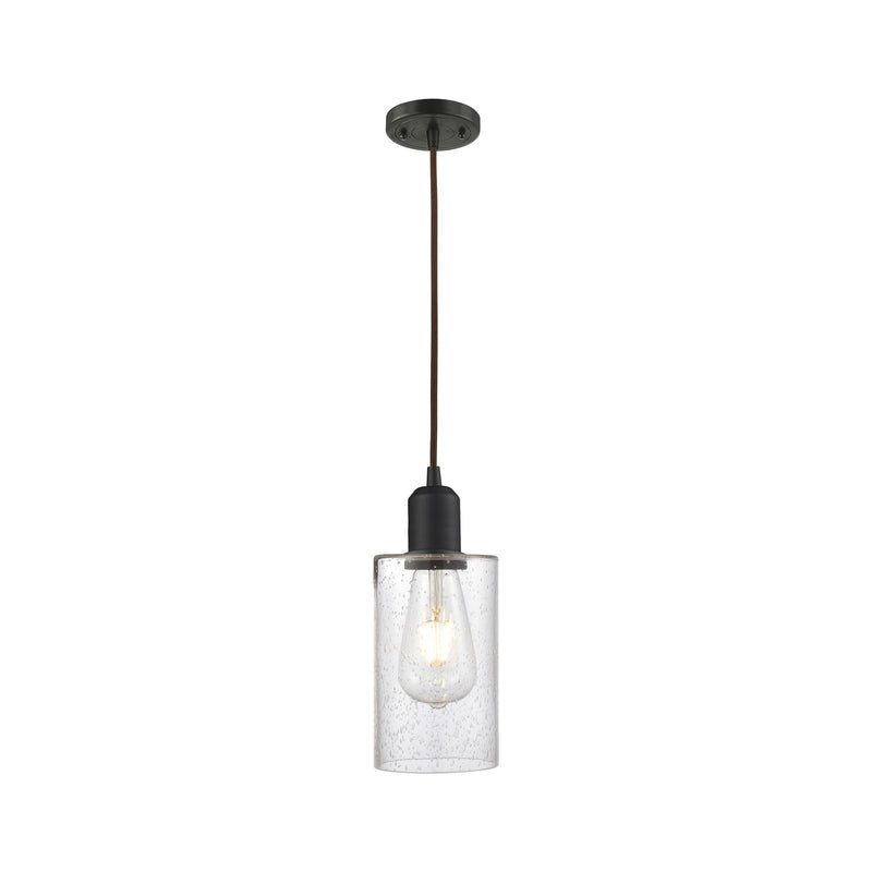 Innovations Clymer 1-Light Mini Pendant | Industrial Oil Rubbed Bronze Steel and Seedy Glass | Kitchen Island & Dining Room | Model 900-1P-OB-G804