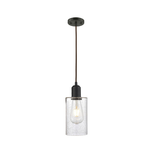 Innovations Clymer 1-Light Mini Pendant | Industrial Oil Rubbed Bronze Steel and Seedy Glass | Kitchen Island & Dining Room | Model 900-1P-OB-G804