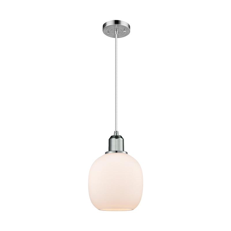 Innovations Belfast 6in 1-Light Mini Pendant | Industrial Polished Chrome Steel and Matte White Glass | Kitchen Island & Dining | Model 900-1P-PC-G101