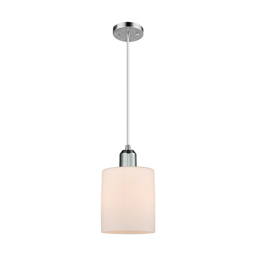 Innovations Cobbleskill 5in 1-Light Mini Pendant | Industrial Polished Chrome Steel and Matte White Glass | Kitchen Island & Dining | Model 900-1P-PC-G111
