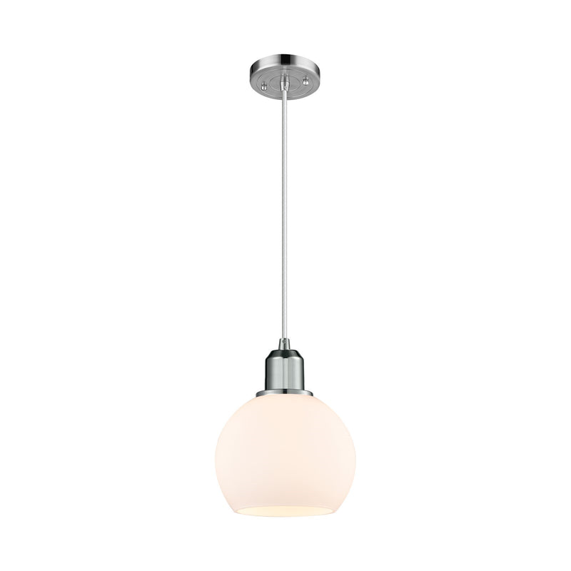 Innovations Athens 6in 1-Light Mini Pendant | Industrial Polished Chrome Steel and Matte White Glass | Kitchen Island & Dining | Model 900-1P-PC-G121-6