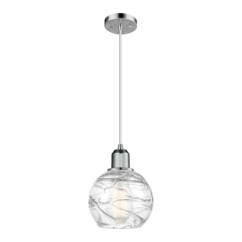 Innovations Athens Deco Swirl 6in 1-Light Mini Pendant | Industrial Polished Chrome Steel and Clear Deco Swirl Glass | Kitchen | Model 900-1P-PC-G1213-6CL