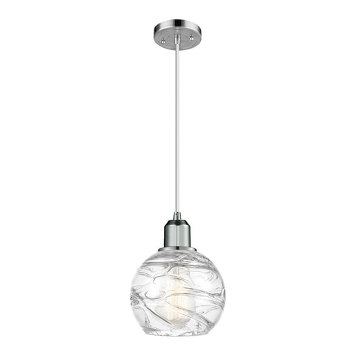 Innovations Athens Deco Swirl 6in 1-Light Mini Pendant | Industrial Polished Chrome Steel and Clear Deco Swirl Glass | Kitchen | Model 900-1P-PC-G1213-6CL