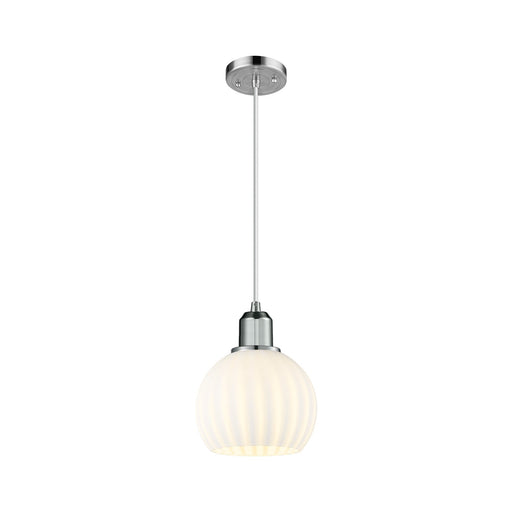 Innovations White Venetian 6in 1-Light Mini Pendant | Industrial Polished Chrome and White Venetian Glass | Kitchen Island & | Model 900-1P-PC-G1217-6WV