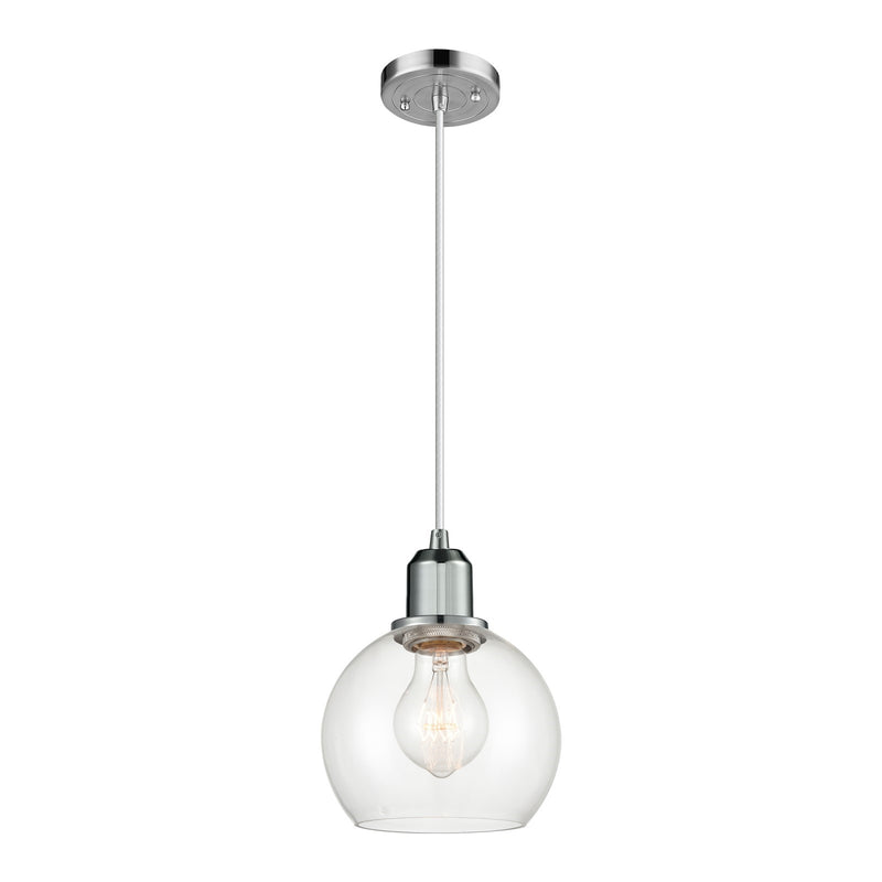 Innovations Athens 6in 1-Light Mini Pendant | Industrial Polished Chrome and Clear Glass | Kitchen Island | 5.88 x 5.88 x 7.88 in | Model 900-1P-PC-G122-6