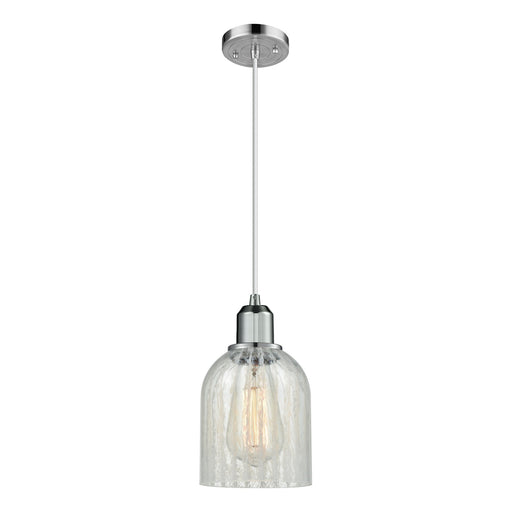 Innovations Caledonia 5in 1-Light Mini Pendant | Industrial Polished Chrome Steel and Mouchette Glass | Kitchen Island | 5 x 9 in | Model 900-1P-PC-G2511