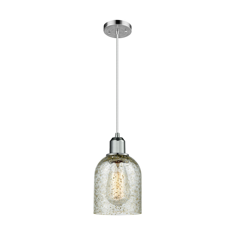 Innovations Caledonia 5in 1-Light Mini Pendant | Industrial Polished Chrome Steel and Mica Glass | Kitchen Island & Dining Room | Model 900-1P-PC-G259