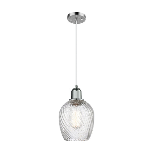 Innovations Salina 6in 1-Light Mini Pendant | Industrial Polished Chrome Steel and Clear Spiral Fluted Glass | Kitchen Island & | Model 900-1P-PC-G292