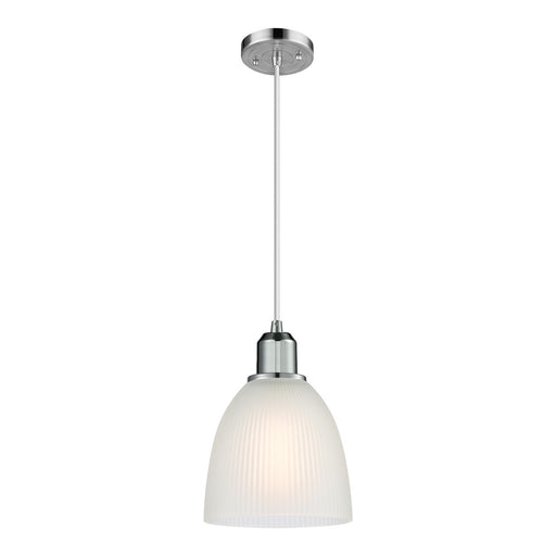Innovations Castile 6in 1-Light Mini Pendant | Industrial Polished Chrome Steel and White Glass | Kitchen Island & Dining Room | Model 900-1P-PC-G381