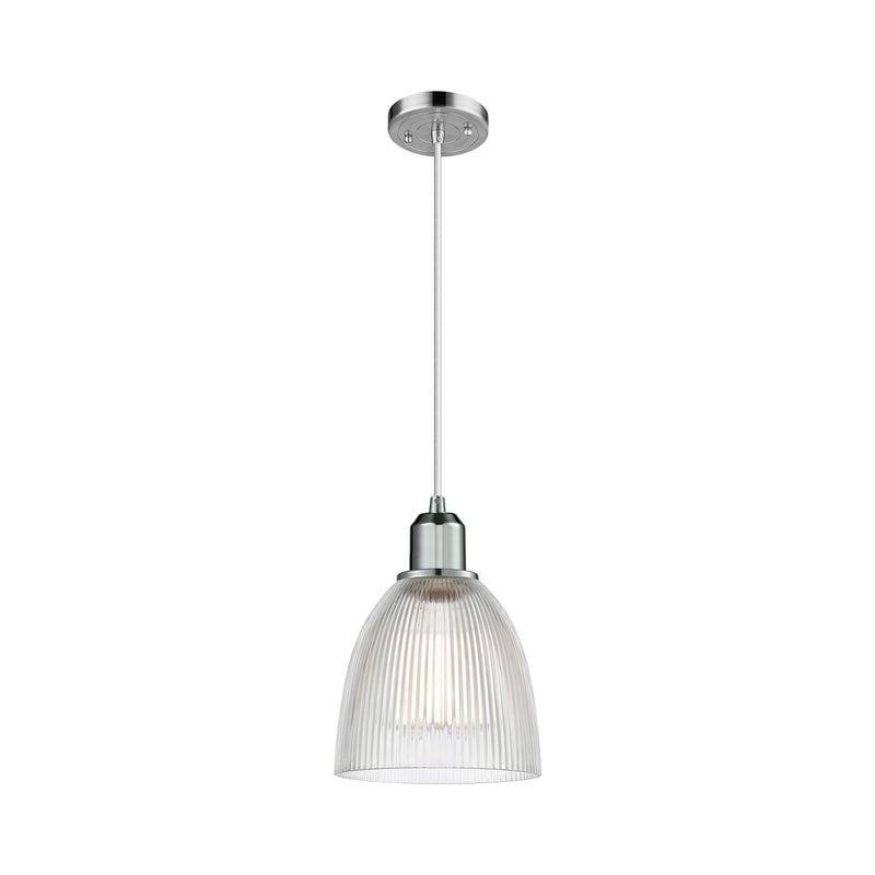 Innovations Castile 6in 1-Light Mini Pendant | Industrial Polished Chrome and Clear Glass | Kitchen Island | 6 x 6 x 9 in | Model 900-1P-PC-G382