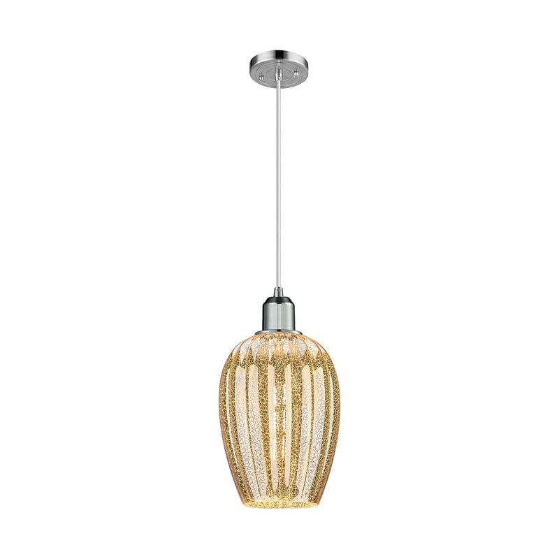 Innovations Preston Flute 6in 1-Light Mini Pendant | Industrial Polished Chrome Steel and Mercury Glass | Kitchen Island & | Model 900-1P-PC-G457-6ME