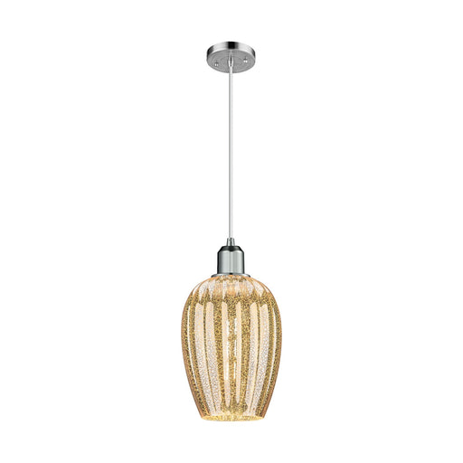 Innovations Preston Flute 6in 1-Light Mini Pendant | Industrial Polished Chrome Steel and Mercury Glass | Kitchen Island & | Model 900-1P-PC-G457-6ME