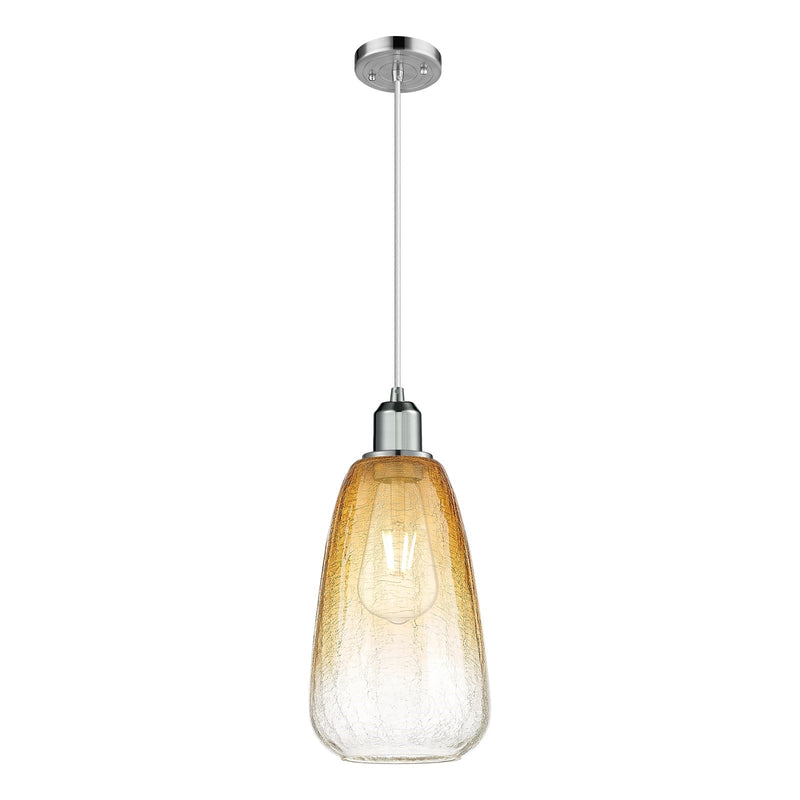 Innovations Brookhaven Almond 6in 1-Light Mini Pendant | Industrial Polished Chrome Steel and Amber Glass | Kitchen Island & | Model 900-1P-PC-G480-6AM