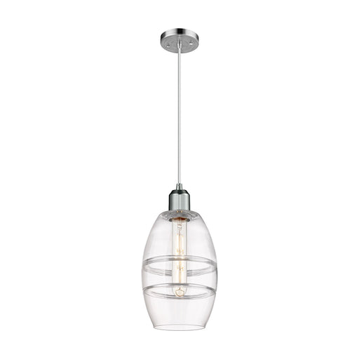 Innovations Vaz 6in 1-Light Mini Pendant | Industrial Polished Chrome and Clear Glass | Kitchen Island & Dining Room | Model 900-1P-PC-G557-6CL