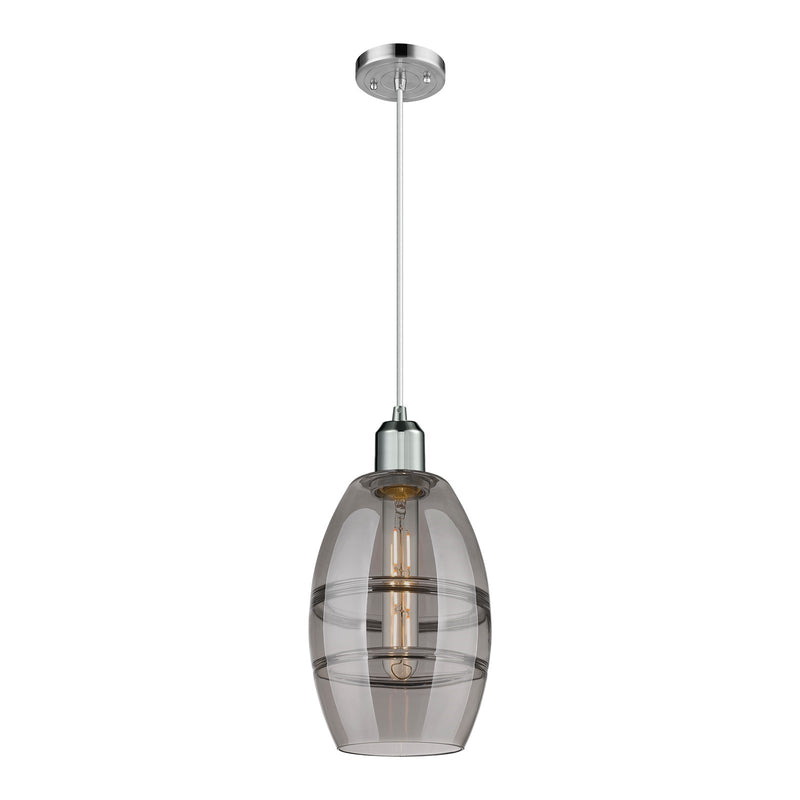 Innovations Vaz 6in 1-Light Mini Pendant | Industrial Polished Chrome and Light Smoke Glass | Kitchen Island & Dining Room | Model 900-1P-PC-G557-6SM