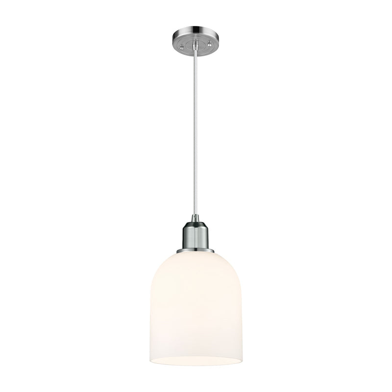 Innovations Bella 6in 1-Light Mini Pendant | Industrial Polished Chrome and White Glass | Kitchen Island & Dining Room | Model 900-1P-PC-G558-6GWH