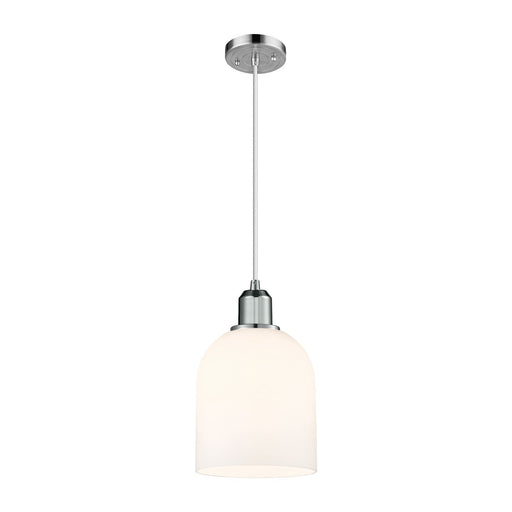 Innovations Bella 6in 1-Light Mini Pendant | Industrial Polished Chrome and White Glass | Kitchen Island & Dining Room | Model 900-1P-PC-G558-6GWH