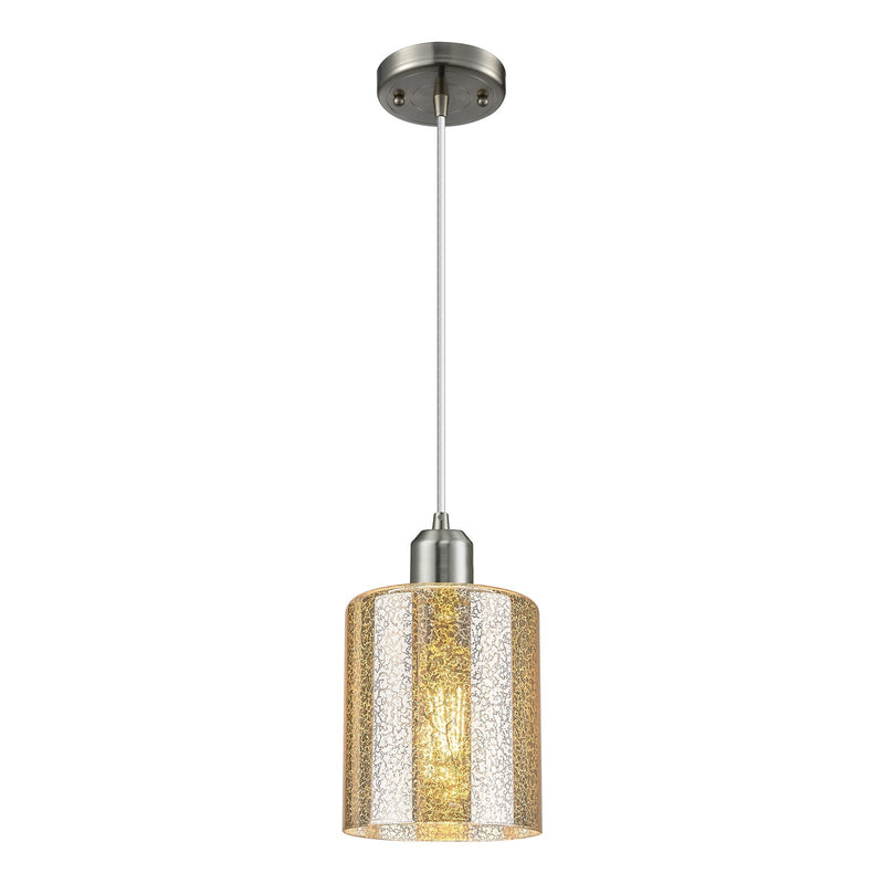 Innovations Cobbleskill 5in 1-Light Mini Pendant | Industrial Brushed Satin Nickel Steel and Mercury Glass | Kitchen Island & | Model 900-1P-SN-G116