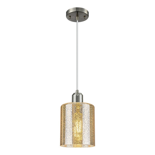 Innovations Cobbleskill 5in 1-Light Mini Pendant | Industrial Brushed Satin Nickel Steel and Mercury Glass | Kitchen Island & | Model 900-1P-SN-G116