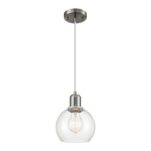 Innovations Athens 6in 1-Light Mini Pendant | Industrial Brushed Satin Nickel and Clear Glass | Kitchen Island & Dining Room | Model 900-1P-SN-G122-6