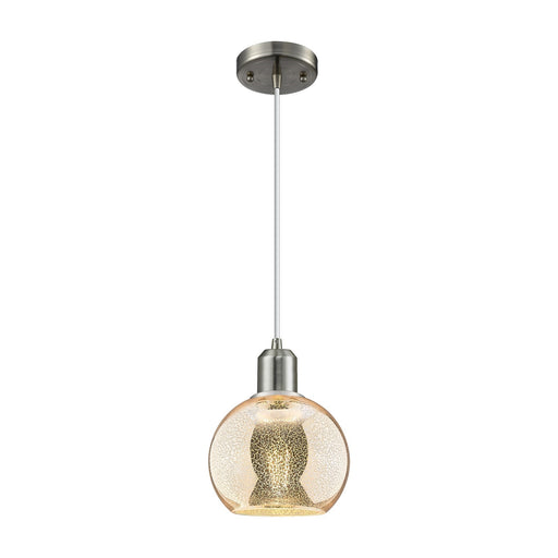 Innovations Athens 6in 1-Light Mini Pendant | Industrial Brushed Satin Nickel Steel and Mercury Glass | Kitchen Island & Dining | Model 900-1P-SN-G128-6