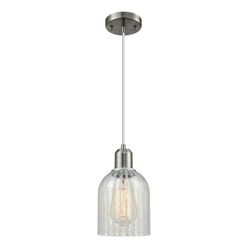 Innovations Caledonia 5in 1-Light Mini Pendant | Industrial Brushed Satin Nickel Steel and Mouchette Glass | Kitchen Island & | Model 900-1P-SN-G2511