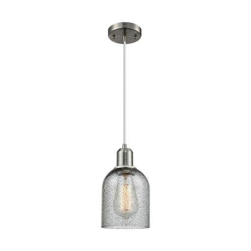 Innovations Caledonia 5in 1-Light Mini Pendant | Industrial Brushed Satin Nickel Steel and Charcoal Glass | Kitchen Island & Dining | Model 900-1P-SN-G257