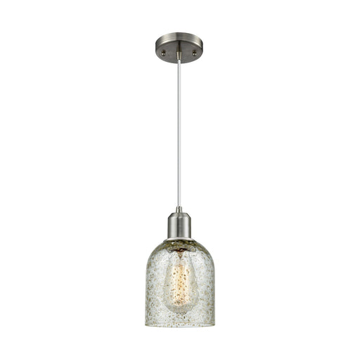 Innovations Caledonia 5in 1-Light Mini Pendant | Industrial Brushed Satin Nickel Steel and Mica Glass | Kitchen Island & Dining | Model 900-1P-SN-G259