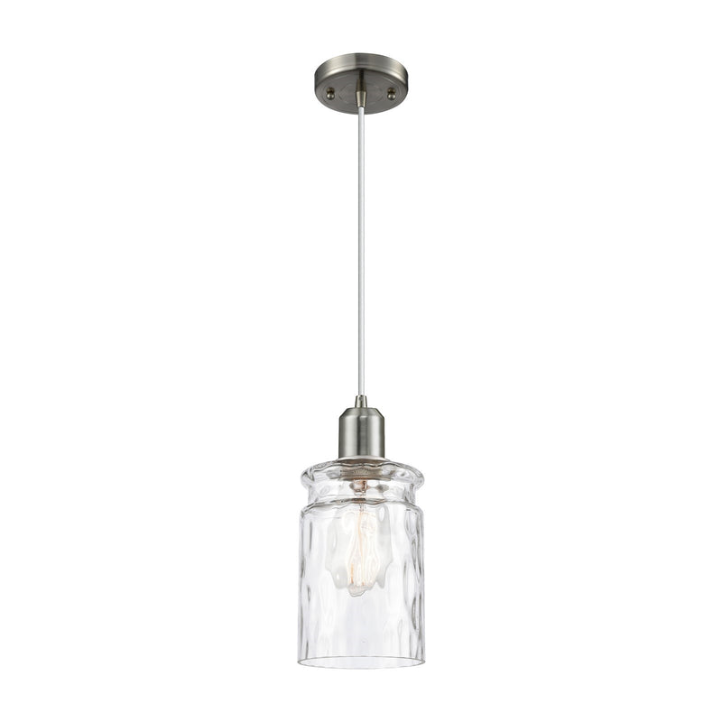 Innovations Candor 5in 1-Light Mini Pendant | Industrial Brushed Satin Nickel Steel and Clear Waterglass Glass | Kitchen Island & | Model 900-1P-SN-G352