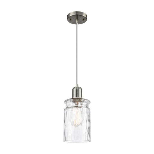 Innovations Candor 5in 1-Light Mini Pendant | Industrial Brushed Satin Nickel Steel and Clear Waterglass Glass | Kitchen Island & | Model 900-1P-SN-G352