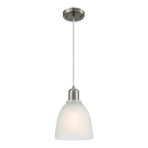 Innovations Castile 6in 1-Light Mini Pendant | Industrial Brushed Satin Nickel Steel and White Glass | Kitchen Island & Dining Room | Model 900-1P-SN-G381