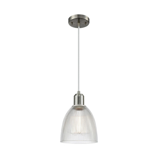 Innovations Castile 6in 1-Light Mini Pendant | Industrial Brushed Satin Nickel and Clear Glass | Kitchen Island & Dining Room | Model 900-1P-SN-G382