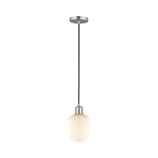 Innovations Remy 5.25in 1-Light Mini Pendant | Industrial Brushed Satin Nickel Steel and White Glass | Kitchen Island & Dining | Model 900-1P-SN-G4201