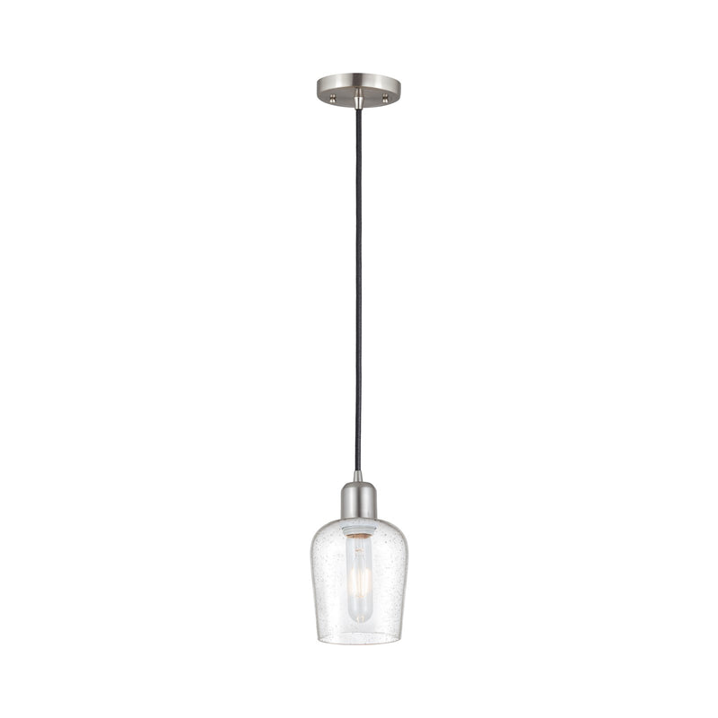 Innovations Remy 5in 1-Light Mini Pendant | Industrial Brushed Satin Nickel Steel and Seedy Glass | Kitchen Island & Dining Room | Model 900-1P-SN-G4204