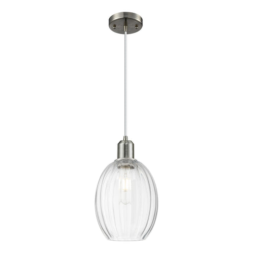 Innovations Preston Bulb 6.25in 1-Light Mini Pendant | Industrial Brushed Satin Nickel Steel and Clear Glass | Kitchen Island & | Model 900-1P-SN-G459-6CL