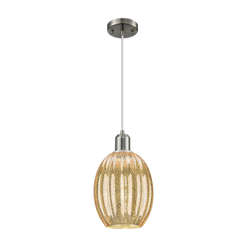 Innovations Preston Bulb 6in 1-Light Mini Pendant | Industrial Brushed Satin Nickel Steel and Mercury Glass | Kitchen Island & | Model 900-1P-SN-G459-6ME