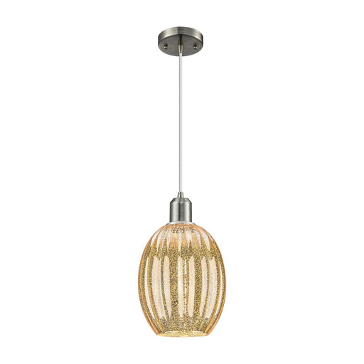 Innovations Preston Bulb 6in 1-Light Mini Pendant | Industrial Brushed Satin Nickel Steel and Mercury Glass | Kitchen Island & | Model 900-1P-SN-G459-6ME