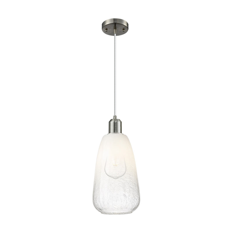 Innovations Brookhaven Almond 6in 1-Light Mini Pendant | Industrial Brushed Satin Nickel and Opal Glass | Kitchen Island | Model 900-1P-SN-G480-6OP