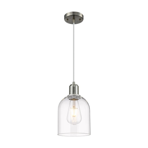 Innovations Bella 6in 1-Light Mini Pendant | Industrial Brushed Satin Nickel Steel and Clear Glass | Kitchen Island & Dining | Model 900-1P-SN-G558-6CL