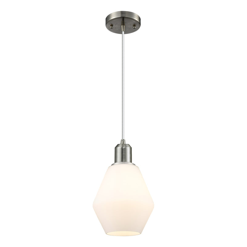 Innovations Cindyrella 6in 1-Light Mini Pendant | Industrial Brushed Satin Nickel Steel and Cased Matte White Glass | Kitchen | Model 900-1P-SN-G651-6