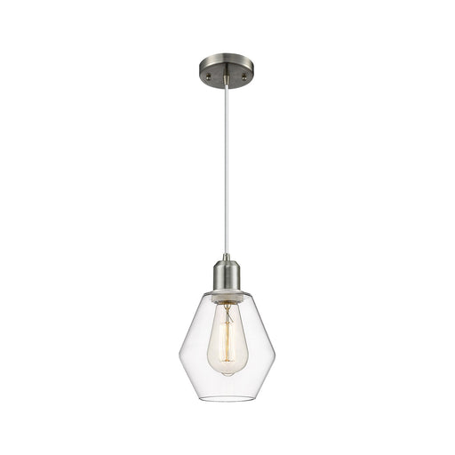 Innovations Cindyrella 6in 1-Light Mini Pendant | Industrial Brushed Satin Nickel Steel and Clear Glass | Kitchen Island & Dining | Model 900-1P-SN-G652-6
