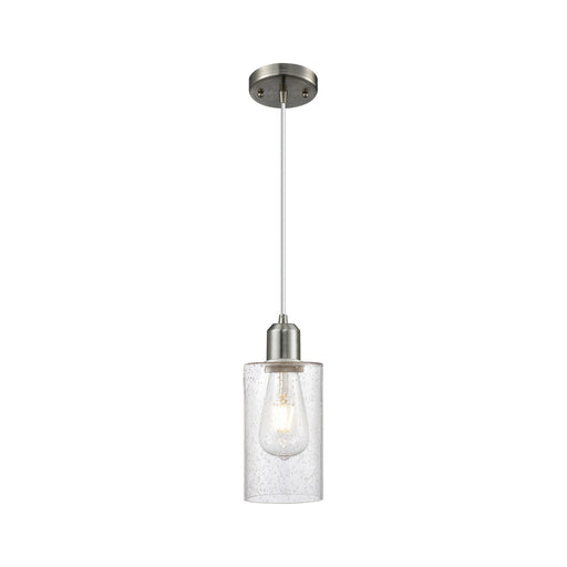 Innovations Clymer 4in 1-Light Mini Pendant | Industrial Brushed Satin Nickel Steel and Seedy Glass | Kitchen Island & Breakfast | Model 900-1P-SN-G804