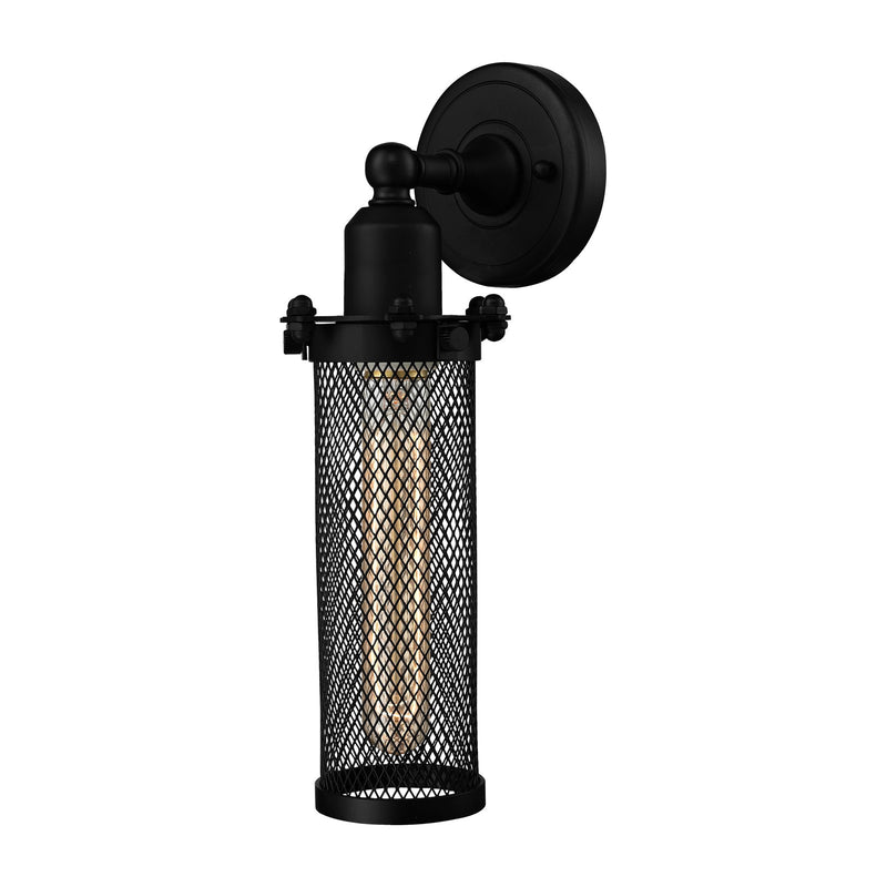 Innovations Quincy Hall 1-Light Wall Sconce | Industrial Matte Black Steel and Cast Brass with Matte Black Metal Cylinder | Model 900-1W-BK-CE216-BK-LED