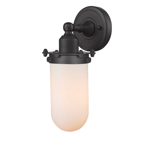 Innovations Centri 1-Light 4.5in Wall Sconce | Industrial Matte Black Steel and Matte White Frosted Glass | Hallway & | Model 900-1W-BK-CE231-BK-W-LED