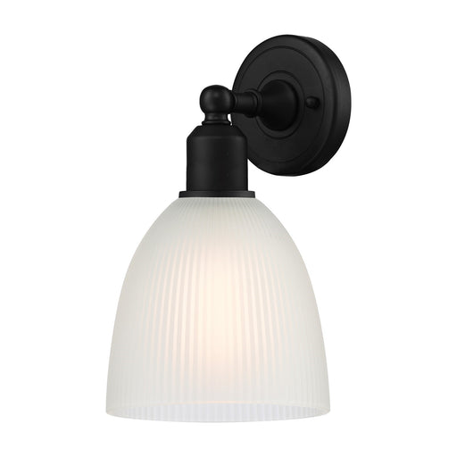 Innovations Castile 6in 1-Light Wall Sconce | Industrial Matte Black Steel and White Glass | Bedroom & Hallway Accent | Model 900-1W-BK-G381