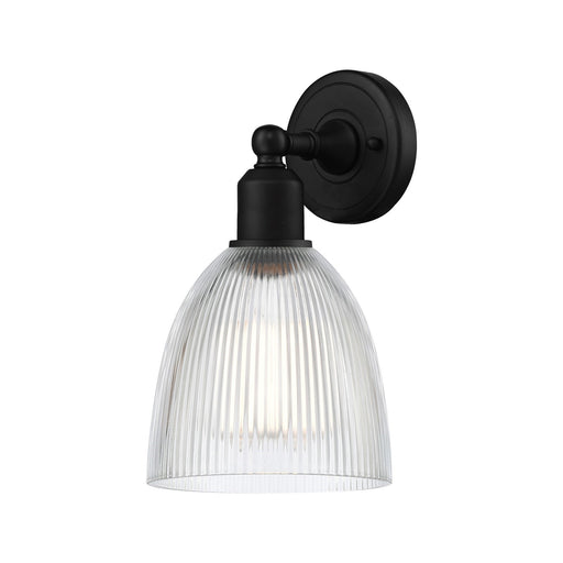Innovations Castile 6in 1-Light Wall Sconce | Industrial Matte Black Steel and Clear Glass | Damp Rated Bedroom & Hallway | Model 900-1W-BK-G382