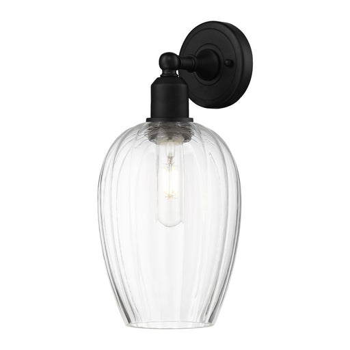 Innovations Preston Flute 6.25in 1-Light Wall Sconce | Industrial Matte Black Steel and Clear Glass | Bedroom & Hallway Accent | Model 900-1W-BK-G457-6CL