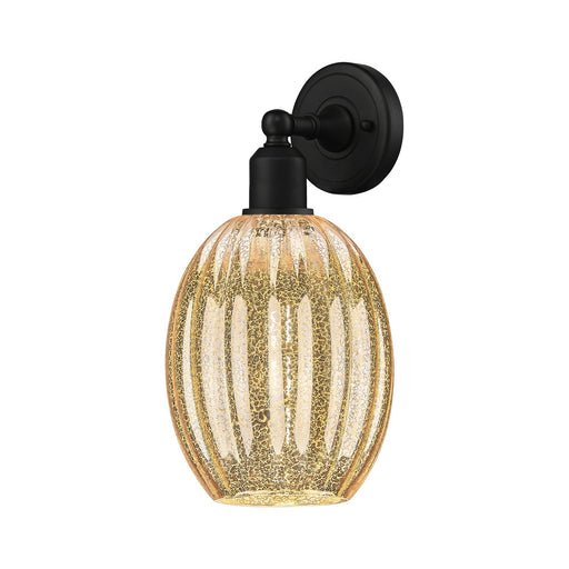 Innovations Preston Bulb 6.25in 1-Light Wall Sconce | Industrial Matte Black Steel and Mercury Glass | Hallway & Bathroom | Model 900-1W-BK-G459-6ME