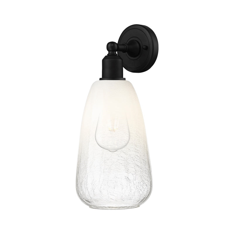 Innovations Brookhaven Almond 6in 1-Light Wall Sconce | Industrial Matte Black Steel and Opal Glass | Bathroom & Hallway Accent | Model 900-1W-BK-G480-6OP